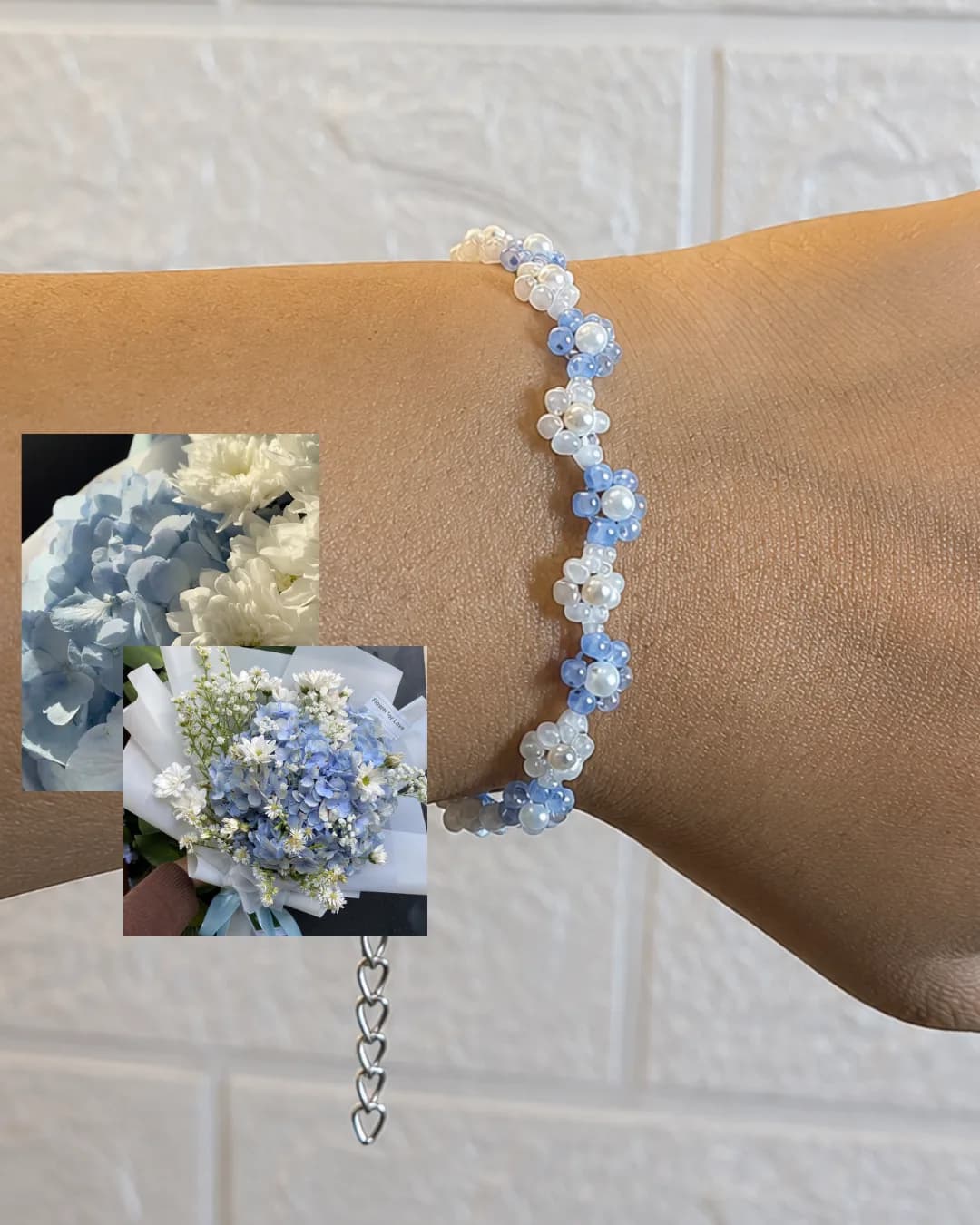Ice Blue Flower Bracelet