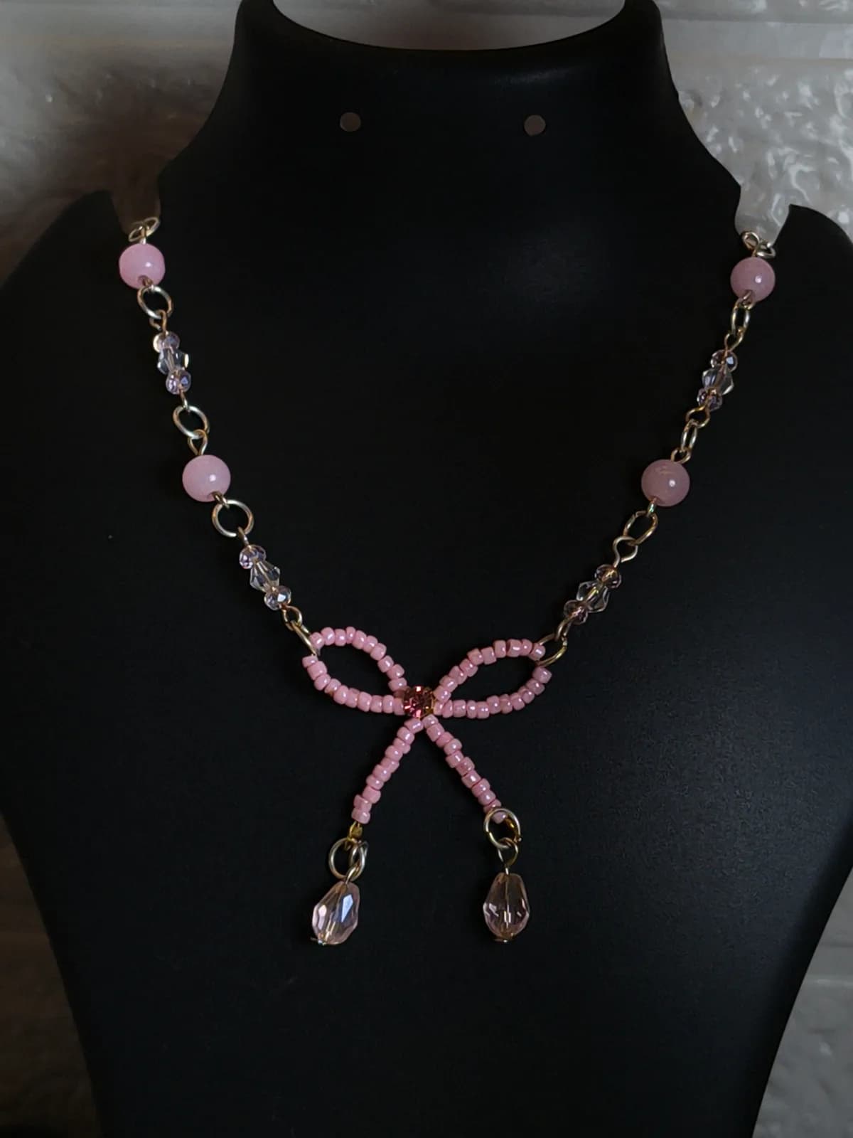 pink bow necklace