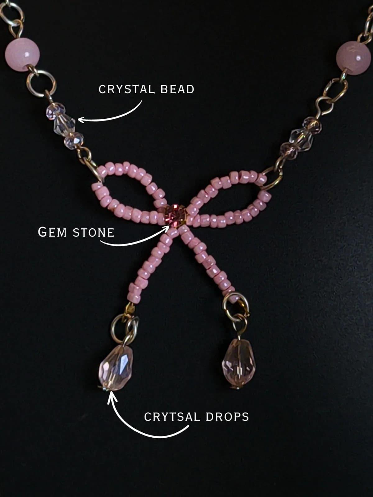 pink bow necklace — 2