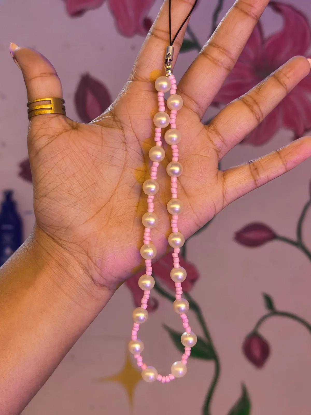 pink long phone charm