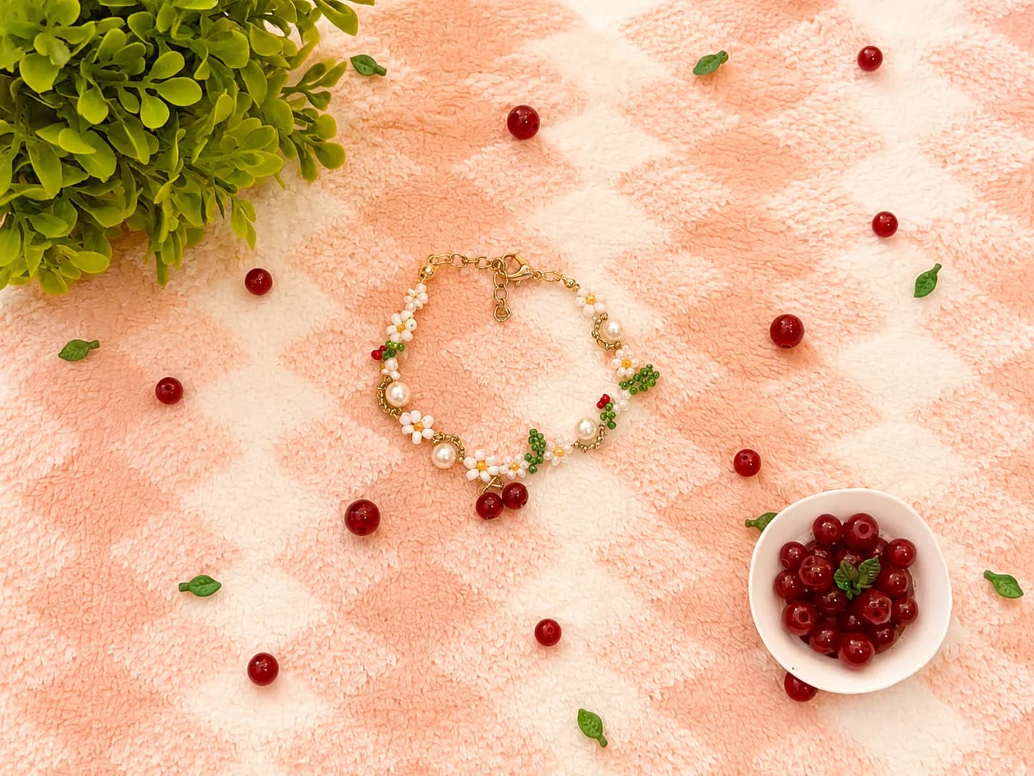 cherry bead bracelet