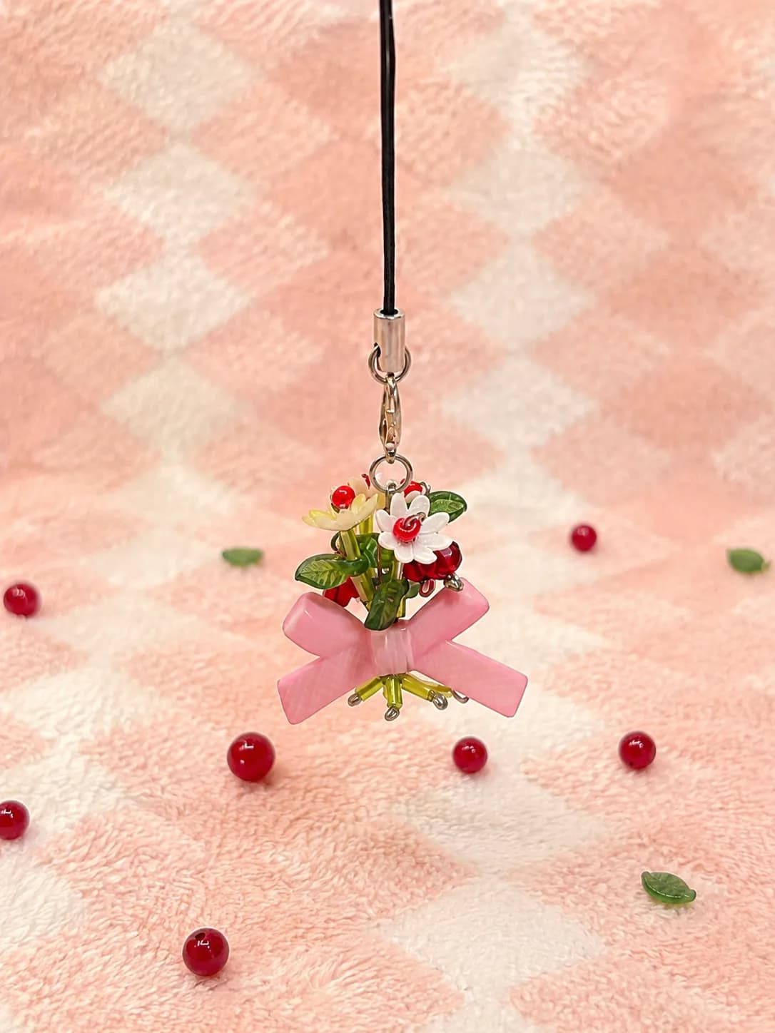 cherry bouquet phone charm