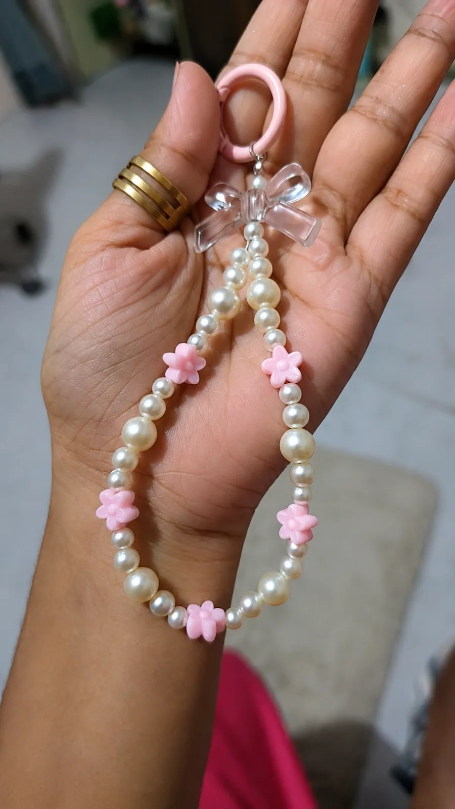 pink flower phone charm